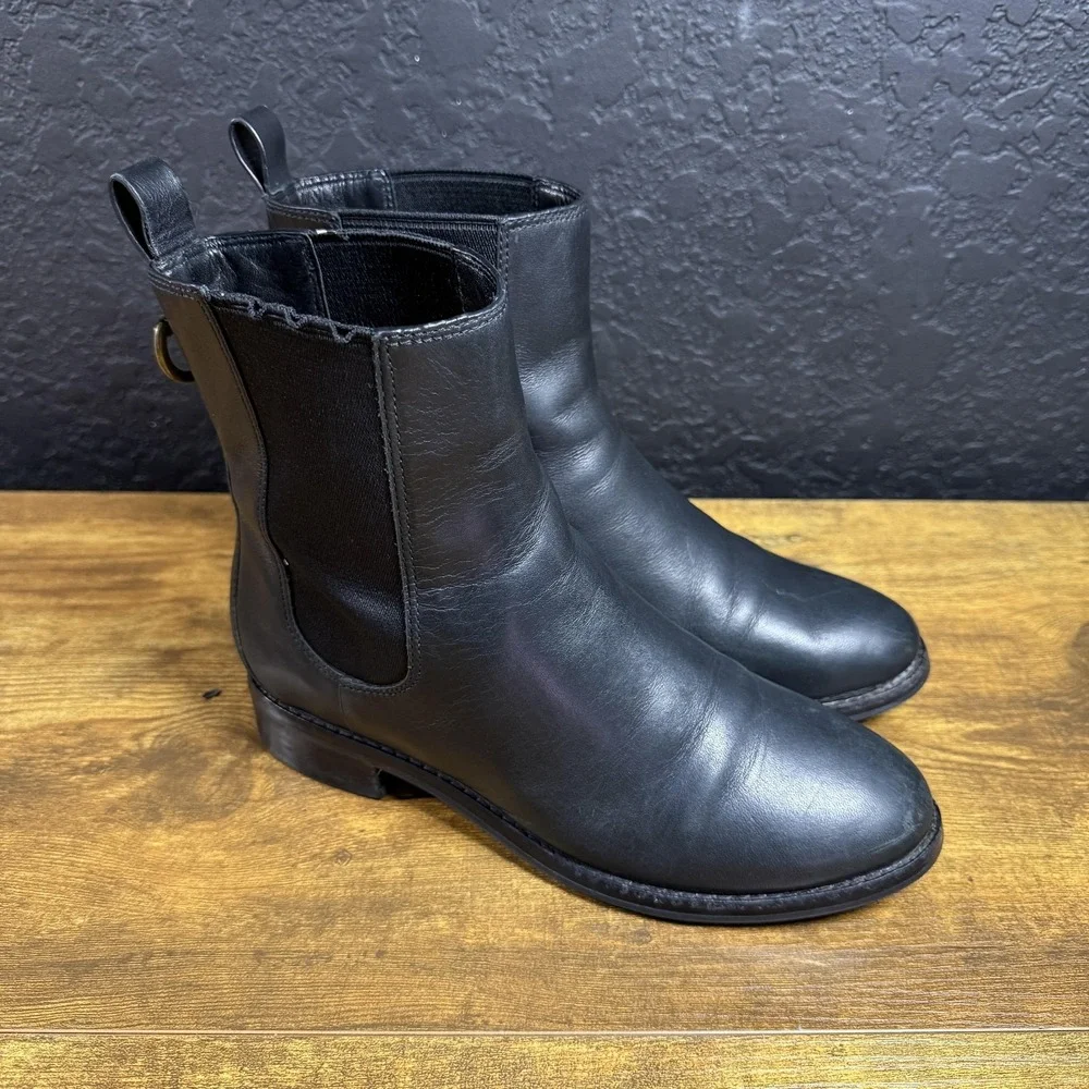 Cole Haan Nike Air D40586 Black Leather Chelsea Ankle Boots Womens 6.5B